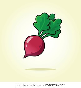 Fresh pink radish root vegetable vector cartoon illustration