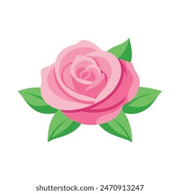 Ilustración vectorial plana aislada de flor rosa fresca