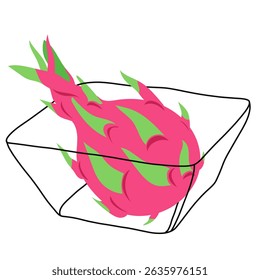 Fresh Pitaya Fruit in Bowl. Dragon Fruit. Whole Pitaya in Bowl. Exotic Fruit Still Life