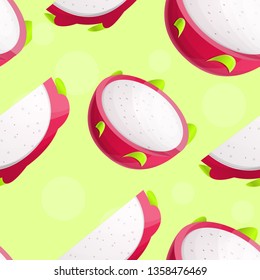 Fresh pitaya pattern. Cartoon illustration of fresh pitaya vector pattern for web design