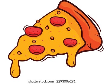 Fresh pizza with pepperoni, cheese, olive, sausage, onion, basil. Traditional Italian fast food. Top view meal. European snack. Isolated white background. vector illustration.