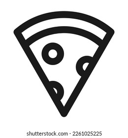 Fresh pizza slice separated linear icon. Traditional italian fast food outline vector illustration