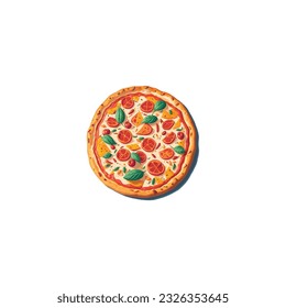 Fresh pizza with tomato, cheese, olive. Fresh pizza vector.