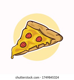 Fresh pizza with tomato, cheese, sausage, onion, basil. Traditional italian fast food. Top view meal. European snack. Isolated white background.