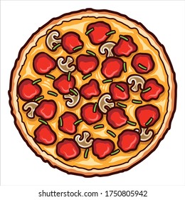 Fresh pizza, Traditional italian fast food. Top view meal. European snack.