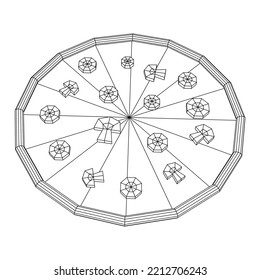 Fresh pizza. Traditional Italian fast food meal. European snack. Wireframe low poly mesh vector illustration