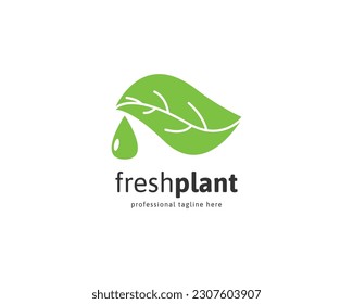 Fresh plant leaf logo illustration. Green leaf ecology nature vector icon