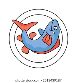Fresh plate on plate, seafood, dining vector design