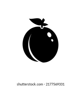 Icono vector de plum fresco en negro. EPS 10. Las ciruelas dan frutos. Menú vegetariano. Vegan, comida saludable. Se puede usar para temas como frescura, desintoxicación, nutrición, restaurante, mercado.