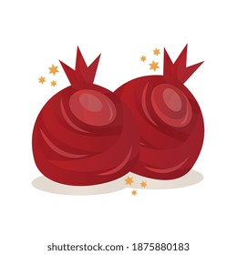 fresh pomegranate fruits isolated icon vector illustration design