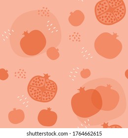 Patrón transparente de granada fresca.Ilustración vectorial de textura de patrón granado dulce.