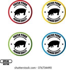 Fresh pork, Button, label and sign - Vector illustration