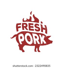 fresh pork flame logo lettering template illustration