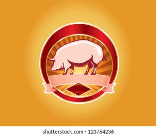 Fresh pork label with pig