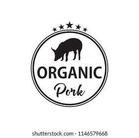 fresh pork meat butchery vector brand label identity design template