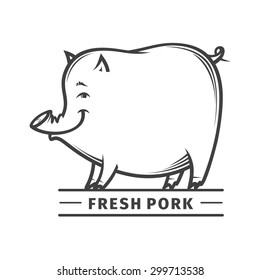 fresh pork meat vector label
