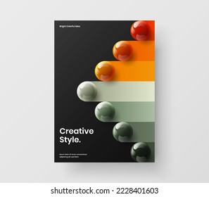 Fresh postcard A4 vector design concept. Abstract 3D balls magazine cover layout.