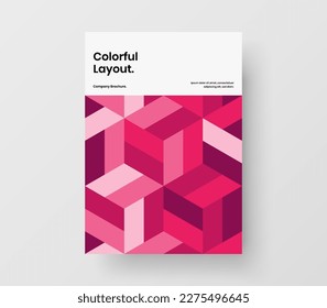 Fresh postcard A4 vector design layout. Modern geometric tiles cover illustration.