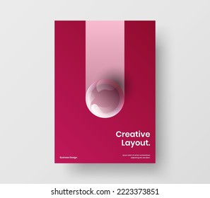 Fresh poster design vector concept. Vivid realistic spheres book cover layout.