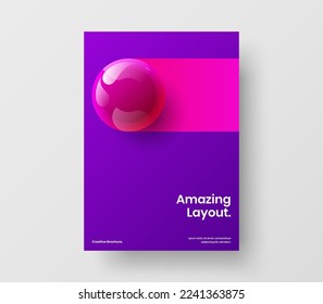 Fresh poster design vector layout. Abstract 3D balls booklet template.