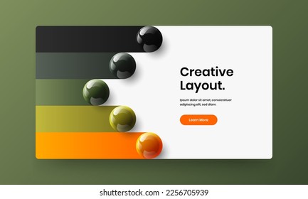 Fresh poster design vector layout. Original realistic spheres front page illustration.