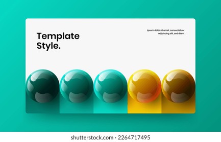 Fresh poster vector design concept. Colorful 3D spheres site screen layout.