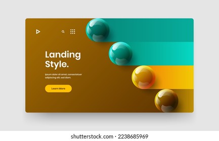 Fresh poster vector design template. Bright realistic spheres book cover concept.