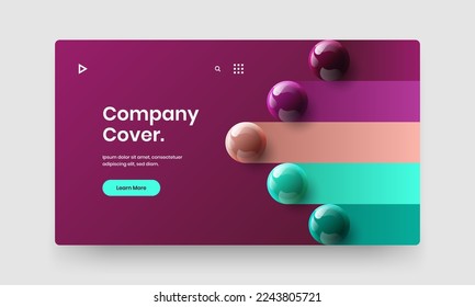 Fresh poster vector design template. Vivid 3D spheres booklet illustration.