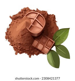 Fresh powder chocolate and bar icon isolated