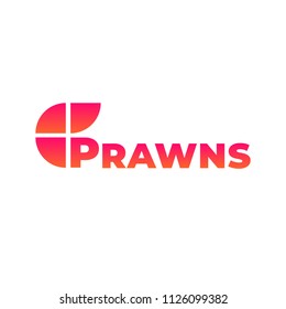 Fresh prawns. Abstract prawns logo. Shrimp logotype