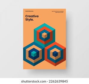 Fresh presentation A4 design vector template. Creative geometric tiles book cover illustration.