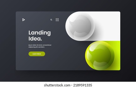 Fresh presentation vector design layout. Abstract realistic spheres website screen template.