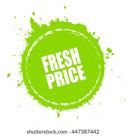 Fresh price splash tag vector illustration isolated on white background