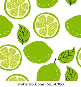 Fresh Print With Lime. Seamless Pattern
