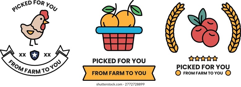 Fresh produce baskets and corn cobs picked directly from the farm