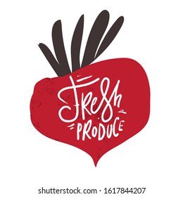 Fresh produce logo. Farm fresh sign. Hand lettering logo for farmers market.