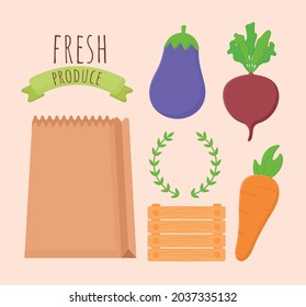 fresh produce poster with vegetable