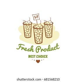 Fresh product. Best choice. Vector illustration of color emblem of organic natural fresh products