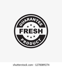 fresh product guarantee stamp icon template in black color