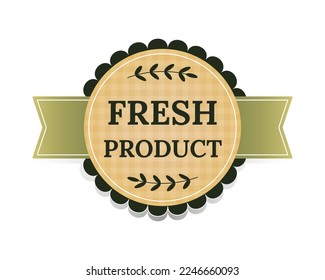 Fresh product label, icon, sign. Sticker for organic products. Organic food badge. Vector illustration.
