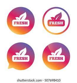 Fresh product sign icon. Leaf symbol.