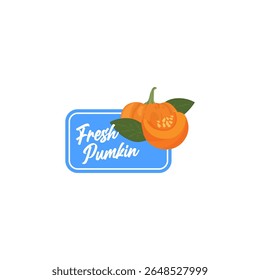 Fresh pumpkin label vector illustration