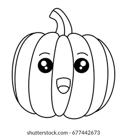 Fresh pumpkin vegetable kawaii character