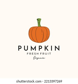 fresh pumpkin vintage logo vector minimalist illustration design, healthy pumpkin logo design