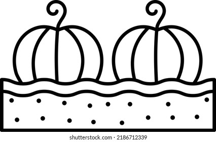 Fresh Pumpkins on the Ground Concept vector line icon design, Farming and Agriculture symbol, village life Sign, Rural and Livestock stock illustration