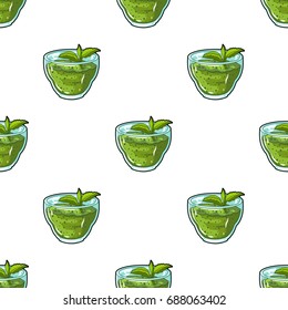 Fresh puree of greens with a mint leaf .Vegetarian Breakfast of greens.Vegetarian Dishes single icon in cartoon style vector symbol stock illustration.