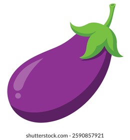 Fresh Purple Eggplant on White Background
