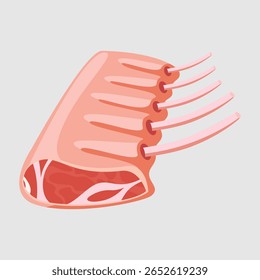 Fresh rack of lamb illustration, a succulent cut of meat ready for cooking, showcasing its natural texture.
