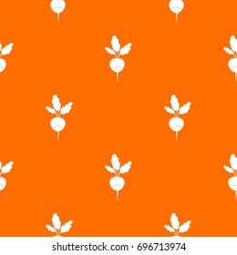Fresh radish pattern repeat seamless in orange color for any design. Vector geometric illustration