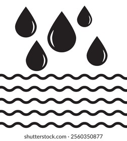 Fresh rain water droplet flat icon for apps. eps 10.